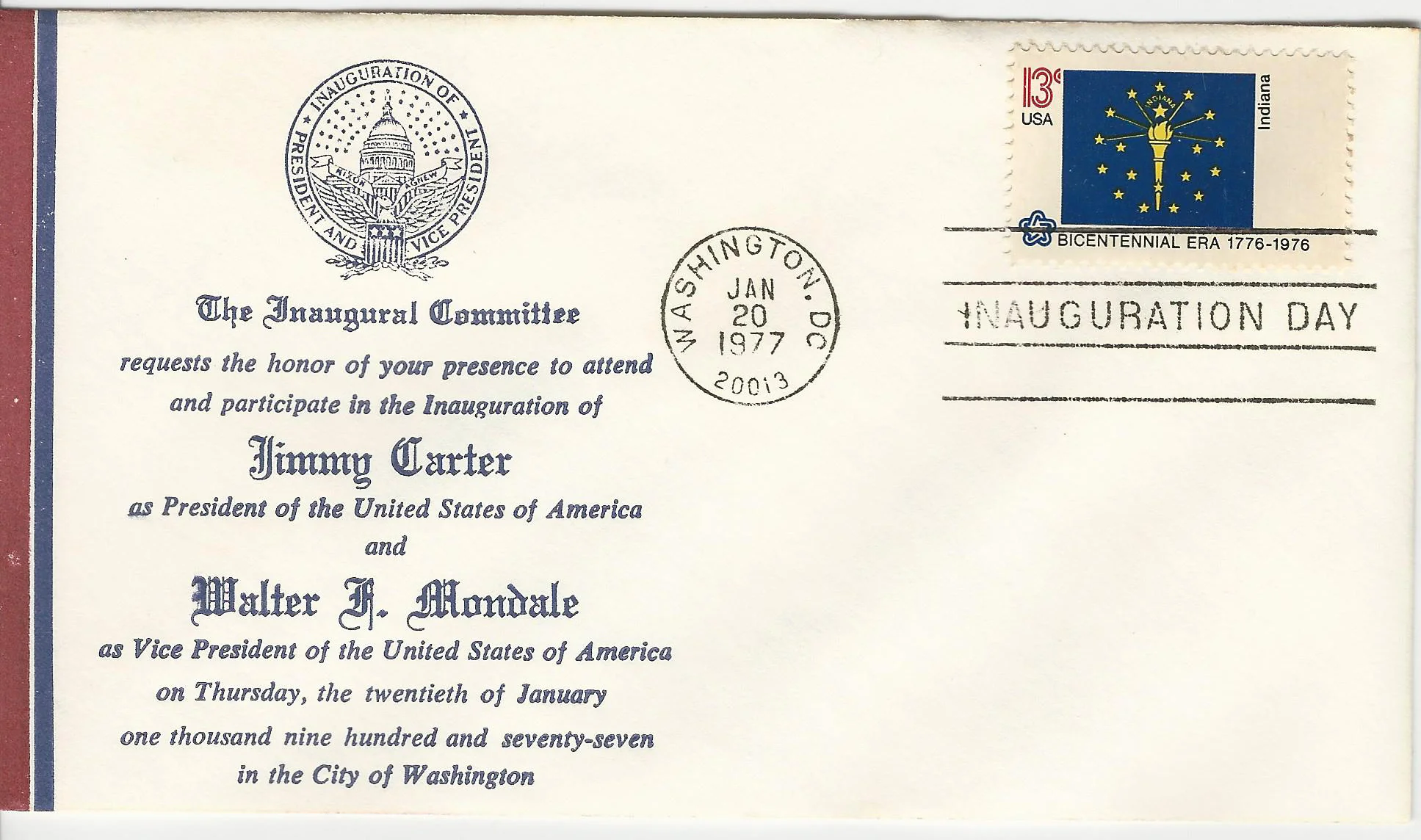 Inauguration Jimmy Carter & Walter Mondale Postmark #1:&hellip;